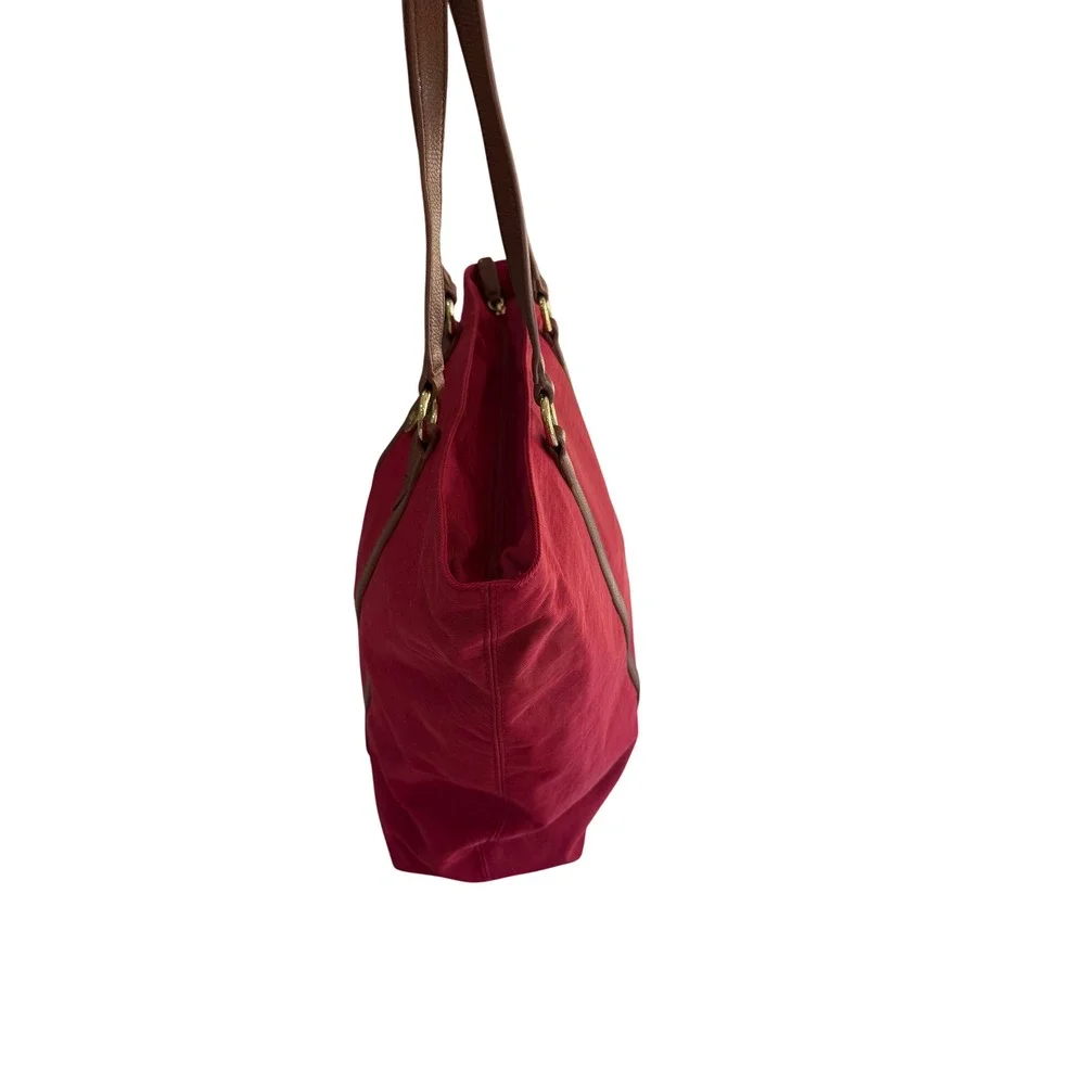 Banana Republic Weekend Tote Women OS Red  Nylon Faux Leather S/924395-04